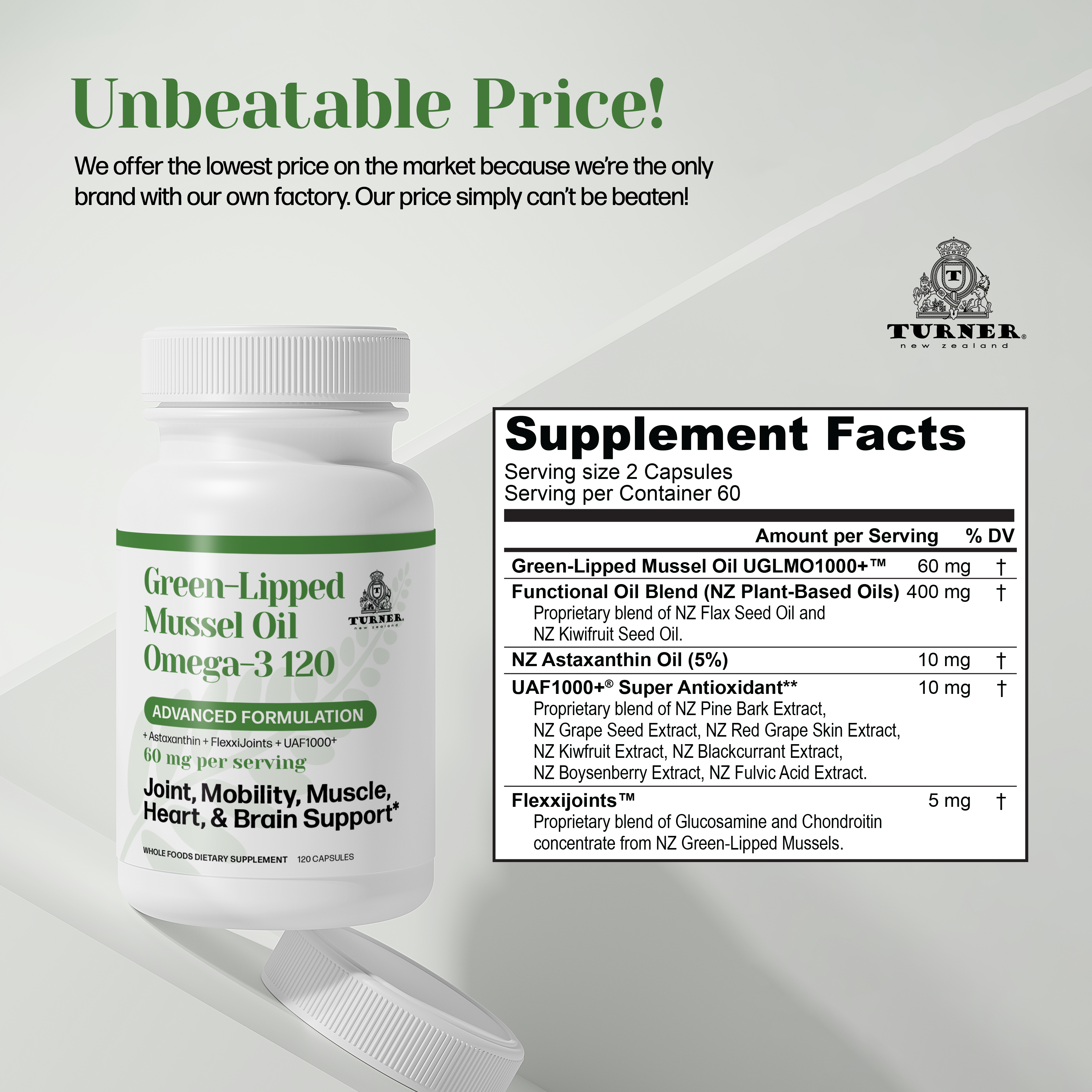 Green-Lipped Mussel Oil 120, TURNER New Zealand,