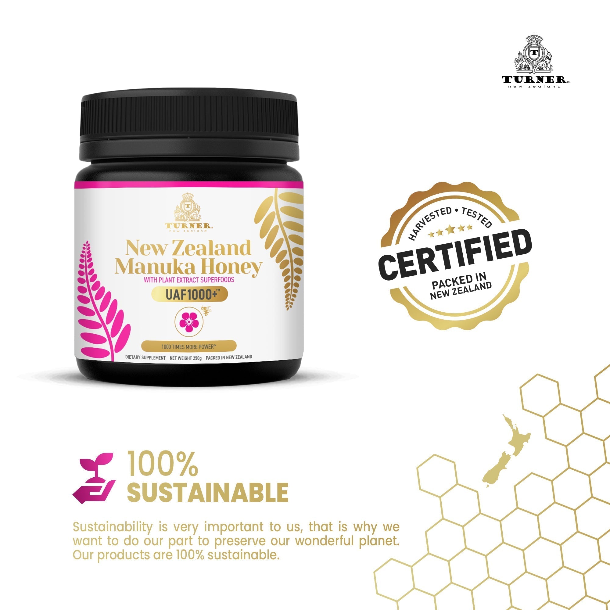 Manuka Honey UAF1000+®, TURNER New Zealand,