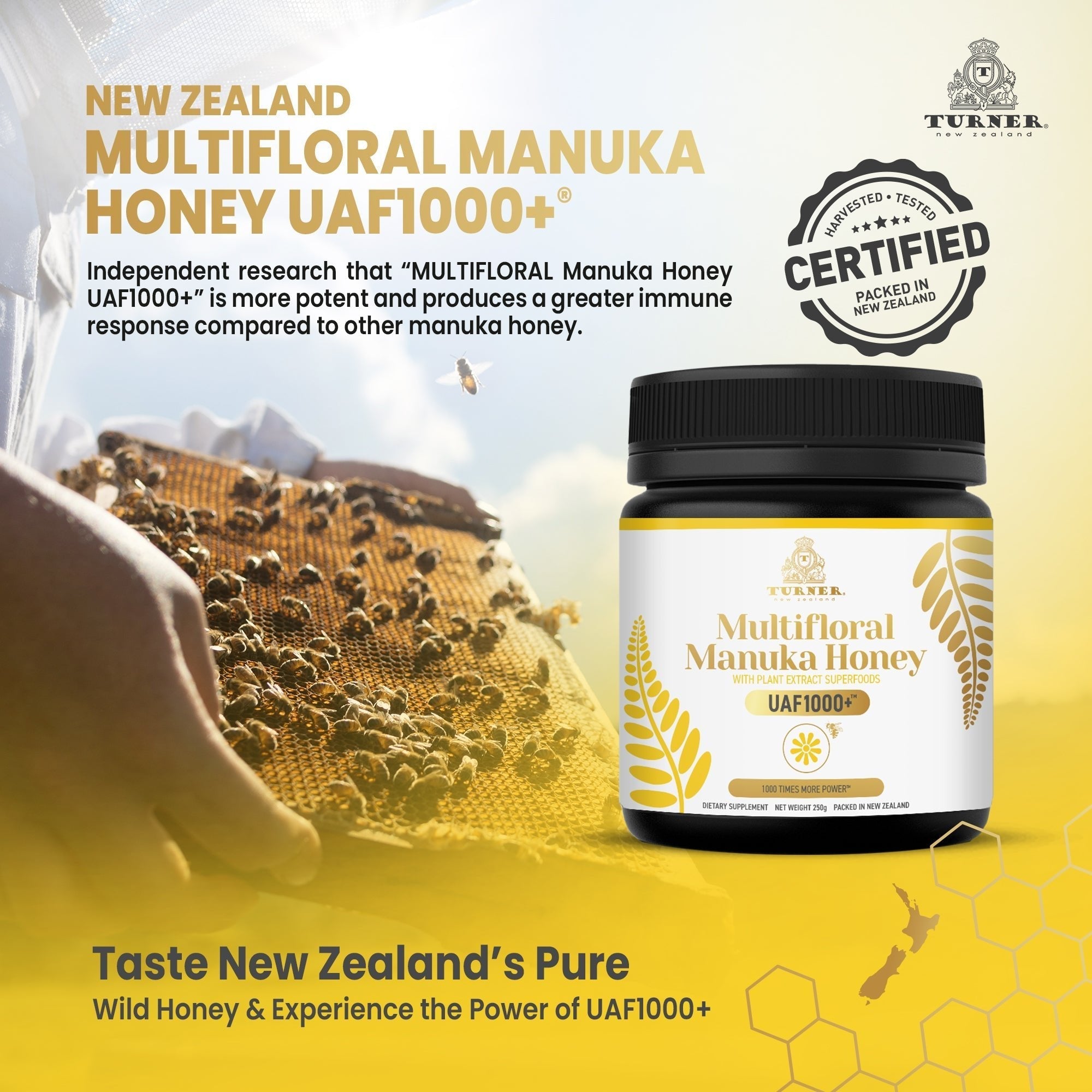 Multifloral Manuka Honey UAF1000+®, TURNER New Zealand, 