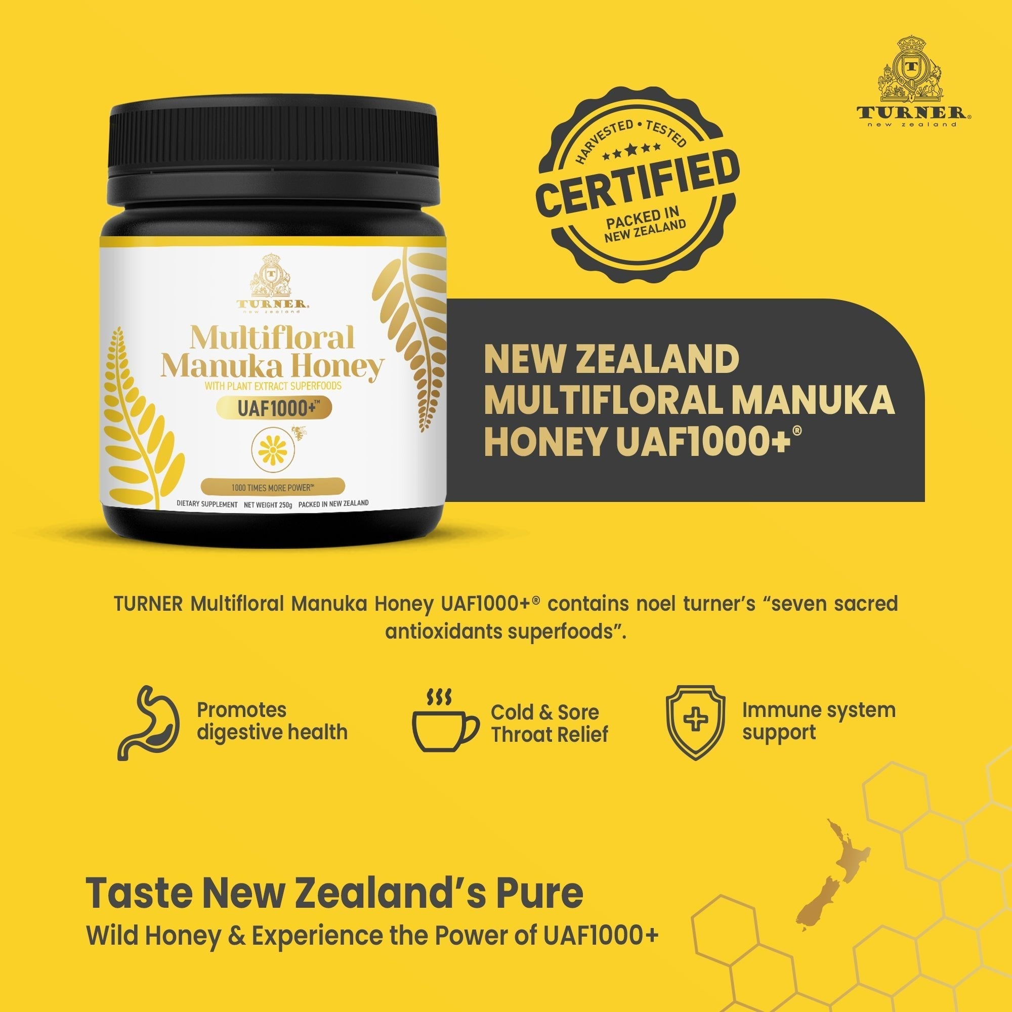 Multifloral Manuka Honey UAF1000+®, TURNER New Zealand, 